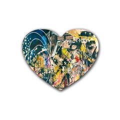 Art Graffiti Abstract Lines Heart Coaster (4 Pack)  by Nexatart