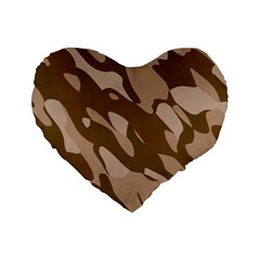 Background For Scrapbooking Or Other Beige And Brown Camouflage Patterns Standard 16  Premium Flano Heart Shape Cushions by Nexatart