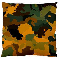 Background For Scrapbooking Or Other Camouflage Patterns Orange And Green Large Flano Cushion Case (one Side) by Nexatart