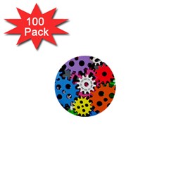 Colorful Toothed Wheels 1  Mini Buttons (100 Pack)  by Nexatart