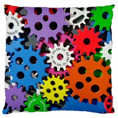 Colorful Toothed Wheels Large Cushion Case (one Side) by Nexatart