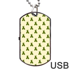 Leaf Pattern Green Wallpaper Tea Dog Tag Usb Flash (one Side) by Nexatart