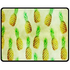 Pineapple Wallpaper Vintage Double Sided Fleece Blanket (medium)  by Nexatart