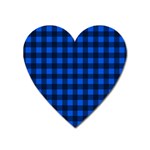 Blue and black plaid pattern Heart Magnet Front