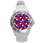 Pattern Abstract Artwork Round Plastic Sport Watch (L) Front