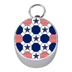 Patriotic Symbolic Red White Blue Mini Silver Compasses by Nexatart