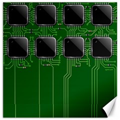 Green Circuit Board Pattern Canvas 12  X 12   by Nexatart