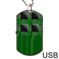 Green Circuit Board Pattern Dog Tag Usb Flash (one Side) by Nexatart