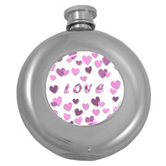 Love Valentine S Day 3d Fabric Round Hip Flask (5 Oz) by Nexatart