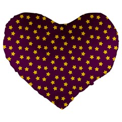 Star Christmas Red Yellow Large 19  Premium Heart Shape Cushions by Nexatart