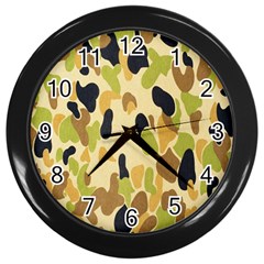 Army Camouflage Pattern Wall Clocks (black) by Nexatart