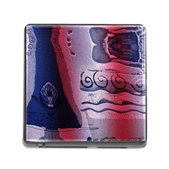 Background Fabric Patterned Blue White And Red Memory Card Reader (square) by Nexatart