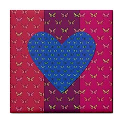 Butterfly Heart Pattern Tile Coasters by Nexatart