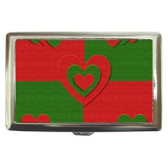 Christmas Fabric Hearts Love Red Cigarette Money Cases by Nexatart