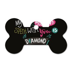 My Every Moment Spent With You Is Diamond To Me / Diamonds Hearts Lips Pattern (black) Dog Tag Bone (two Sides) by FashionFling