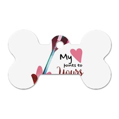 My Heart Points To Yours / Pink And Blue Cupid s Arrows (white) Dog Tag Bone (two Sides) by FashionFling