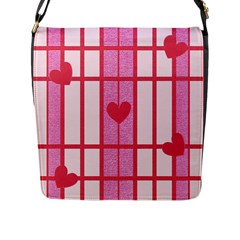 Fabric Magenta Texture Textile Love Hearth Flap Messenger Bag (l)  by Nexatart