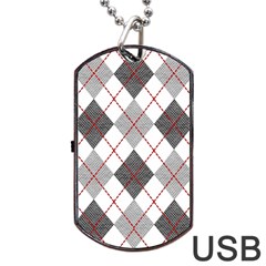 Fabric Texture Argyle Design Grey Dog Tag Usb Flash (two Sides) by Nexatart