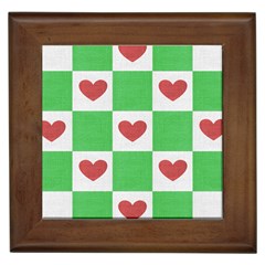 Fabric Texture Hearts Checkerboard Framed Tiles by Nexatart