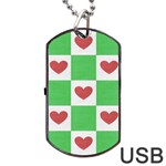 Fabric Texture Hearts Checkerboard Dog Tag USB Flash (One Side) Front