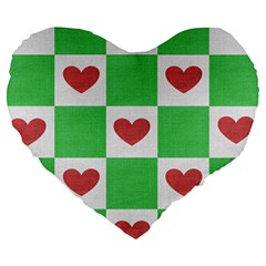 Fabric Texture Hearts Checkerboard Large 19  Premium Heart Shape Cushions by Nexatart