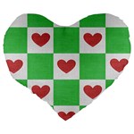 Fabric Texture Hearts Checkerboard Large 19  Premium Heart Shape Cushions Back