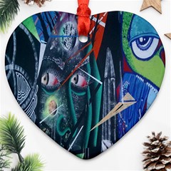 Graffiti Art Urban Design Paint Heart Ornament (two Sides) by Nexatart