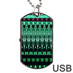 Green Triangle Patterns Dog Tag Usb Flash (one Side) by Nexatart