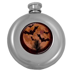 Halloween Card Scrapbook Page Round Hip Flask (5 Oz) by Nexatart