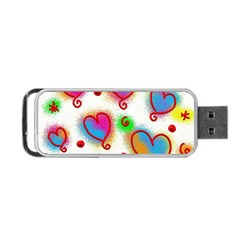 Love Hearts Shapes Doodle Art Portable Usb Flash (one Side) by Nexatart