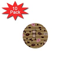 Coffee And Donuts  1  Mini Buttons (10 Pack)  by Valentinaart