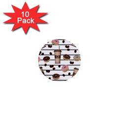 Donuts And Coffee Pattern 1  Mini Buttons (10 Pack)  by Valentinaart