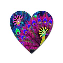 Peacock Abstract Digital Art Heart Magnet by Nexatart