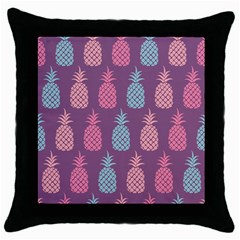 Pineapple Pattern  Throw Pillow Case (black) by Nexatart