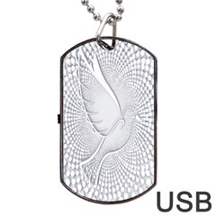 Points Circle Dove Harmony Pattern Dog Tag Usb Flash (one Side) by Nexatart