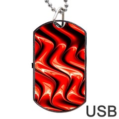 Red Fractal  Mathematics Abstact Dog Tag Usb Flash (two Sides) by Nexatart