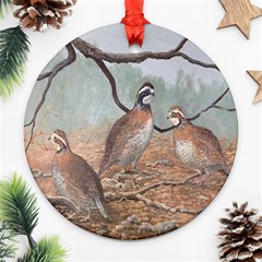 Bob White Quail Round Ornament (two Sides) by digitaldivadesigns