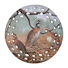 Bob White Quail Ornament (round Filigree) by digitaldivadesigns