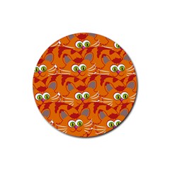 Animals Pet Cats Mammal Cartoon Rubber Coaster (round)  by Amaryn4rt