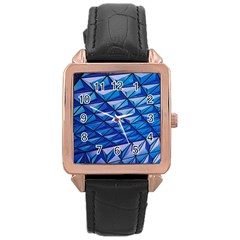 Lines Geometry Architecture Texture Rose Gold Leather Watch  by Amaryn4rt