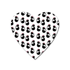 Cat Seamless Animal Pattern Heart Magnet by Amaryn4rt