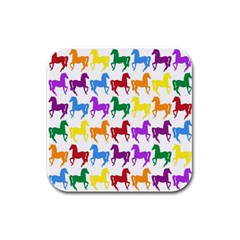 Colorful Horse Background Wallpaper Rubber Square Coaster (4 Pack)  by Amaryn4rt