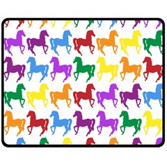 Colorful Horse Background Wallpaper Double Sided Fleece Blanket (medium)  by Amaryn4rt