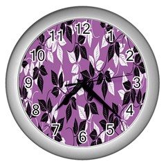 Floral Pattern Background Wall Clocks (silver)  by Amaryn4rt