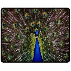 Bird Peacock Display Full Elegant Plumage Double Sided Fleece Blanket (medium)  by Amaryn4rt