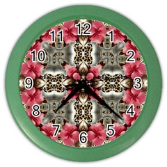 Flowers Fabric Color Wall Clocks by Amaryn4rt