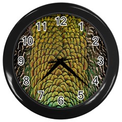 Colorful Iridescent Feather Bird Color Peacock Wall Clocks (black) by Amaryn4rt