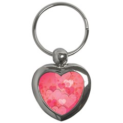 Hearts Pink Background Key Chains (heart)  by Amaryn4rt