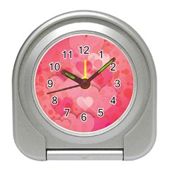 Hearts Pink Background Travel Alarm Clocks by Amaryn4rt