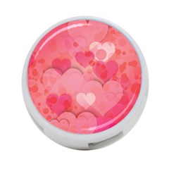 Hearts Pink Background 4-port Usb Hub (one Side) by Amaryn4rt